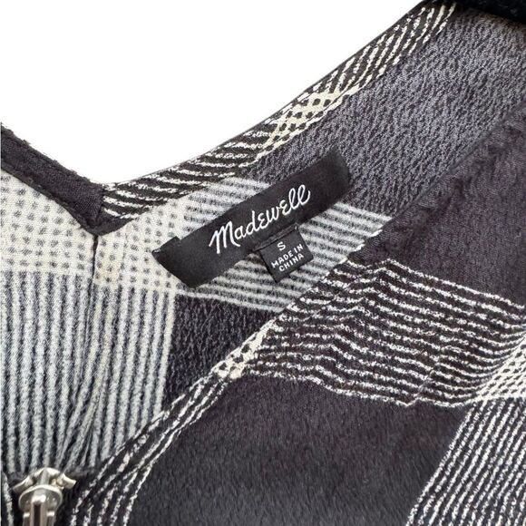 Madewell Women's Zip Front Black Buffalo Plaid Check Sheath Dress Size Small - Picture 8 of 8